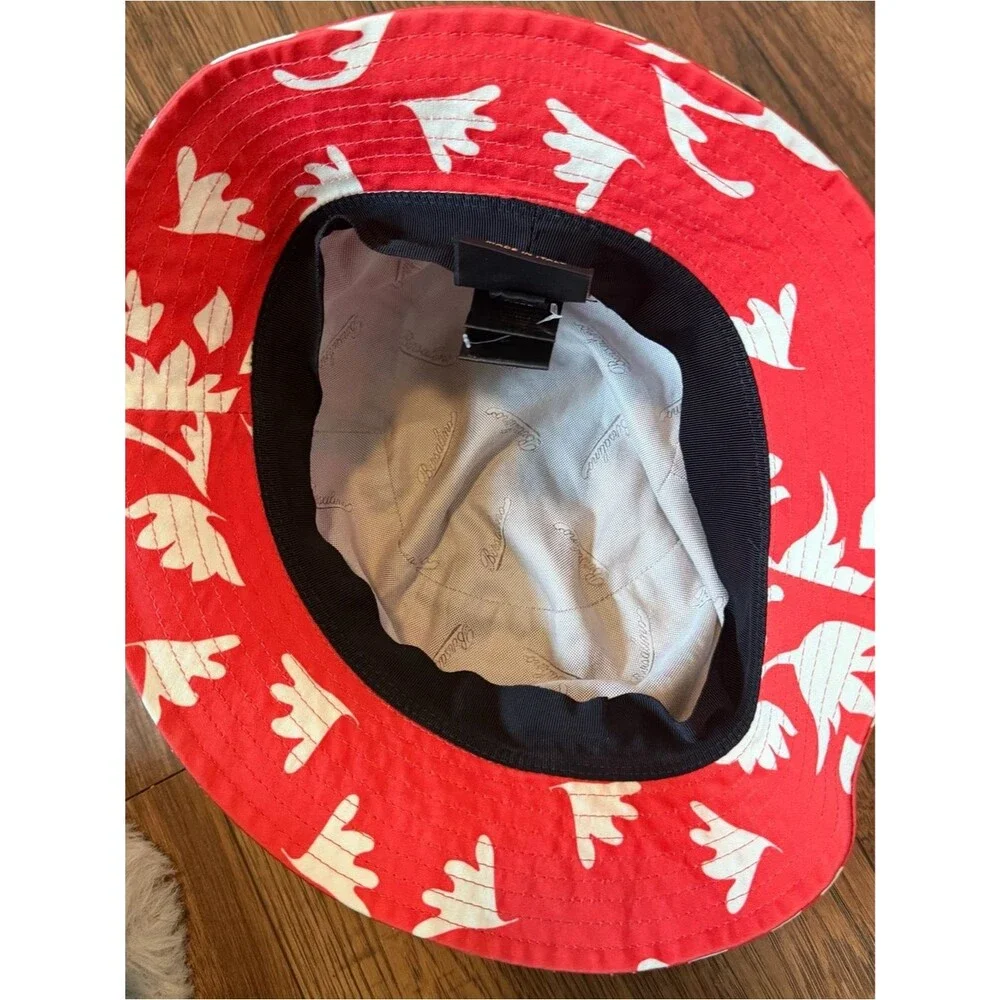 Borsalino Mistero Bucket Hat Red Floral Unisex Medium Cotton Summer MSRP $225